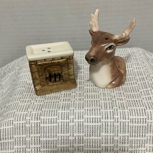 Deer and Fireplace Salt and Pepper Shakers